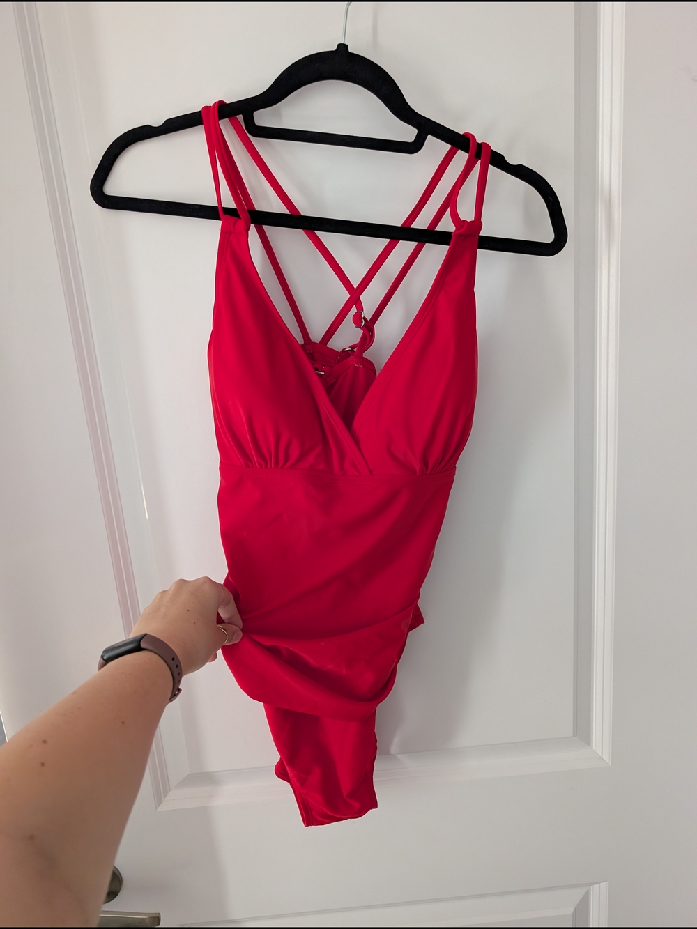 Classic Red One-Piece Swimsuit with Crisscross Back